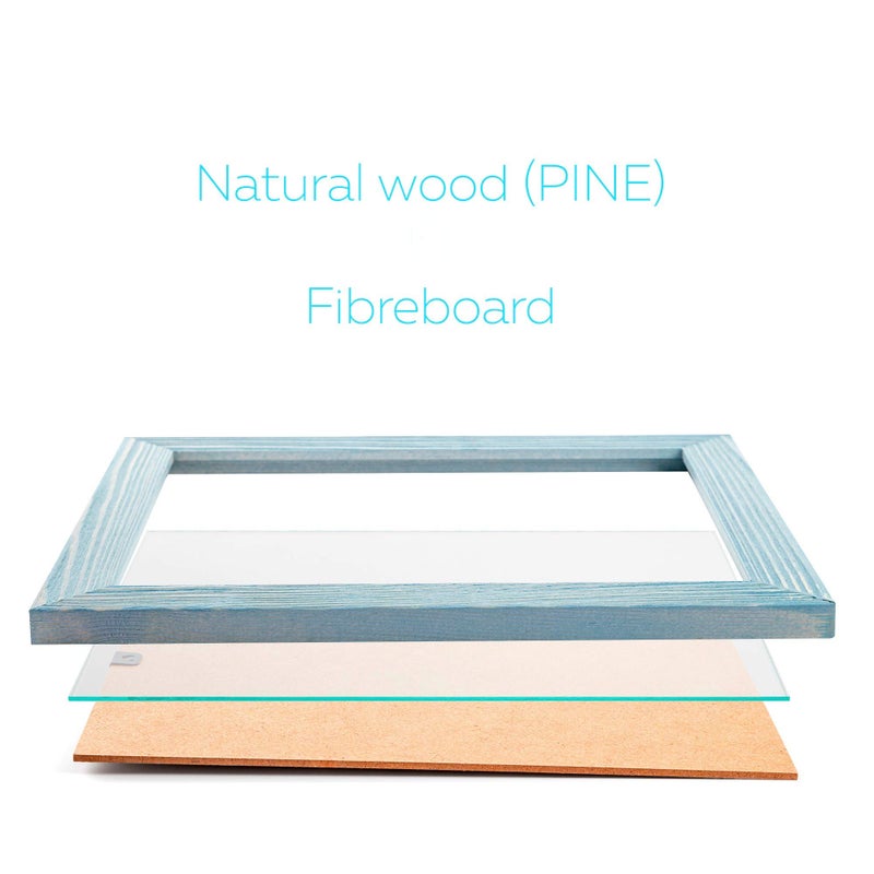 Woodside Rustic Wooden Square Picture Frames 8x8 - Set of 2 -100% Natural Eco Distressed Wood with Real Glass for Wall Mounting and Tabletop Photo Frame - Blue Turquoise - Image 4